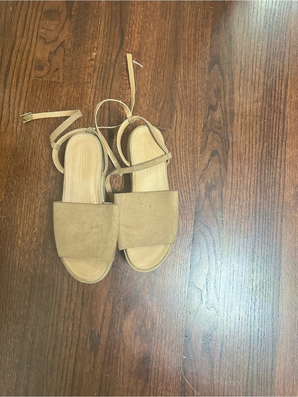 ASOS Tan Suede Open-Toe Ankle-Strap Platform Sandals